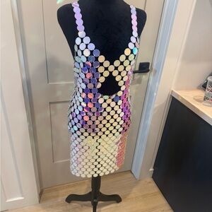 Fashion Nova Multicolor Sequin Backless Dress